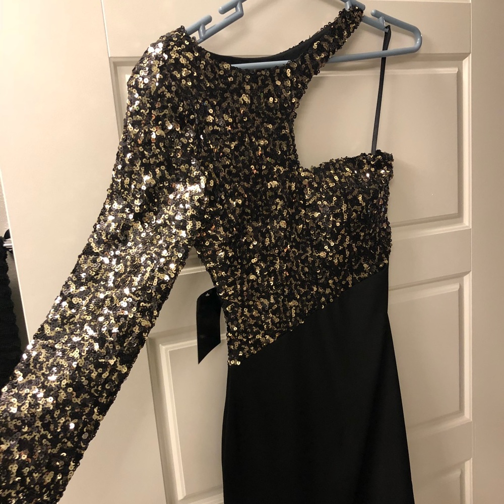 Arden B black and gold sequin dress